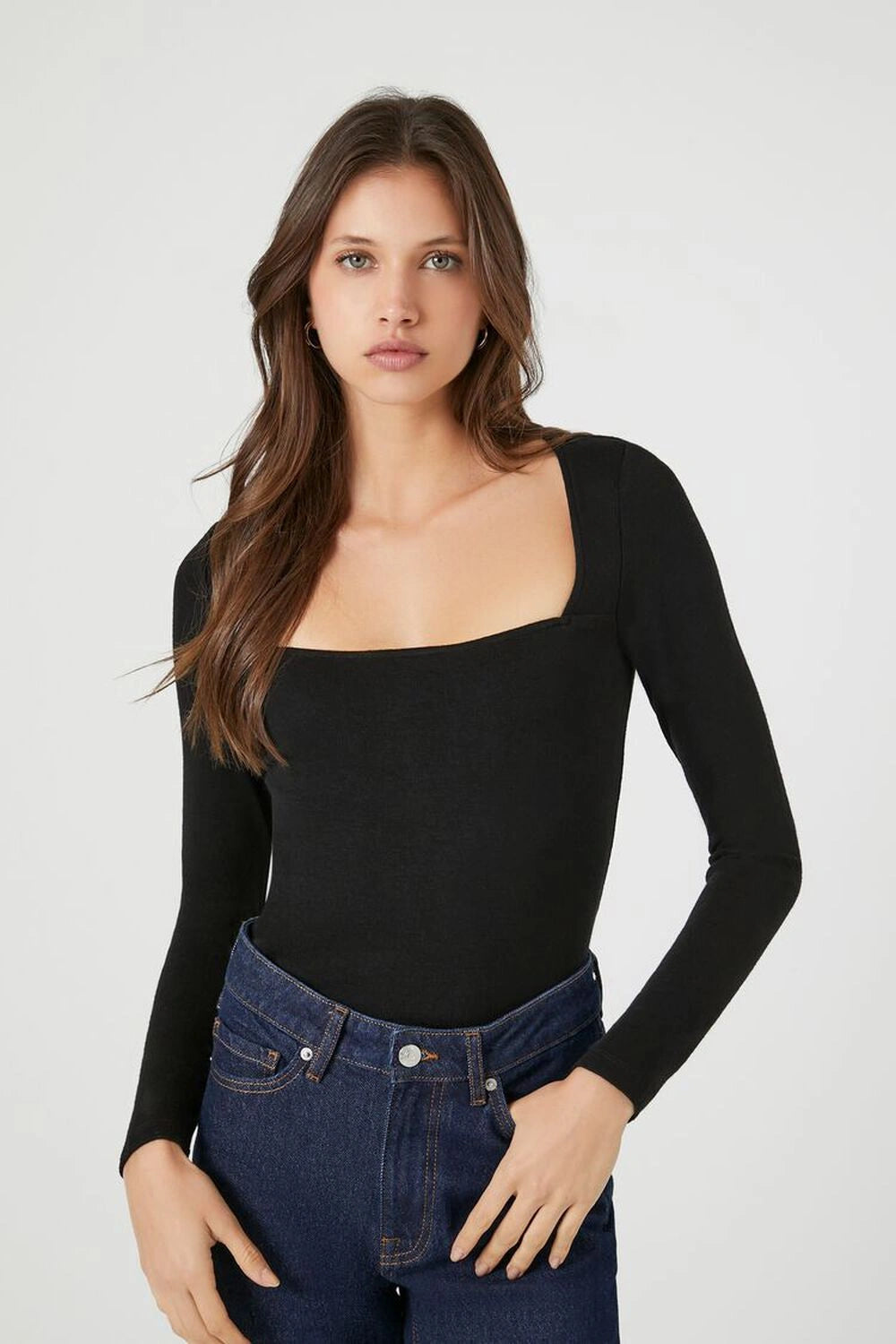 Square Neckline Knit Top