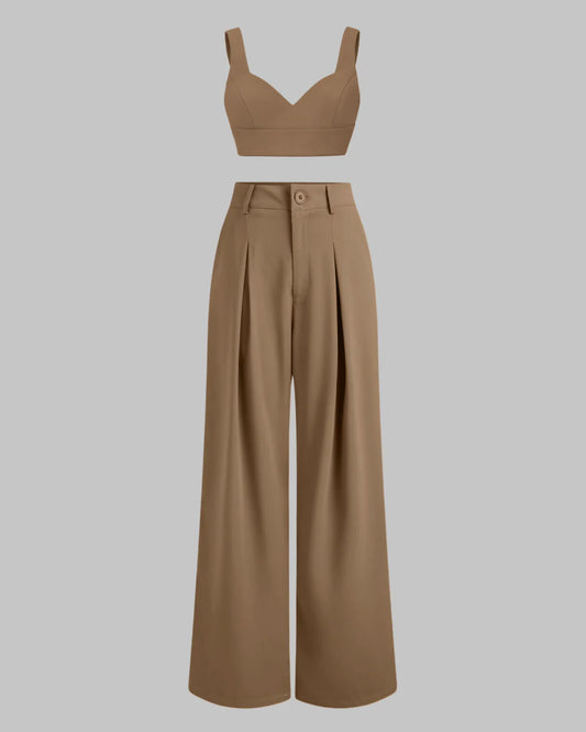 Modern Minimalist: Brown Two-Piece Outfit