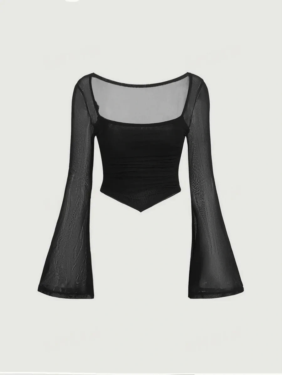 Ditsy Square Neck Top For Women