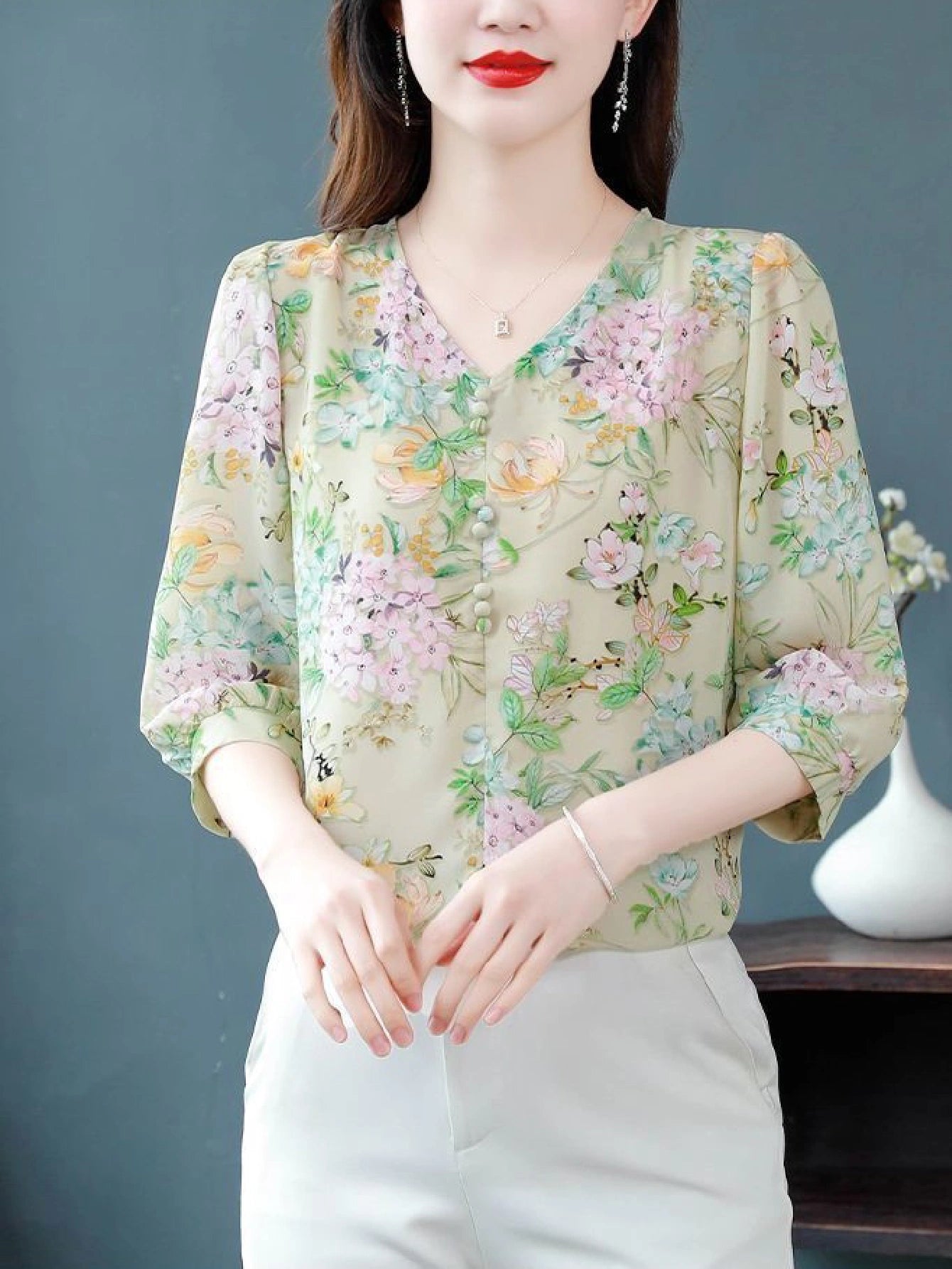 Chiffon V-Neck Casual Top