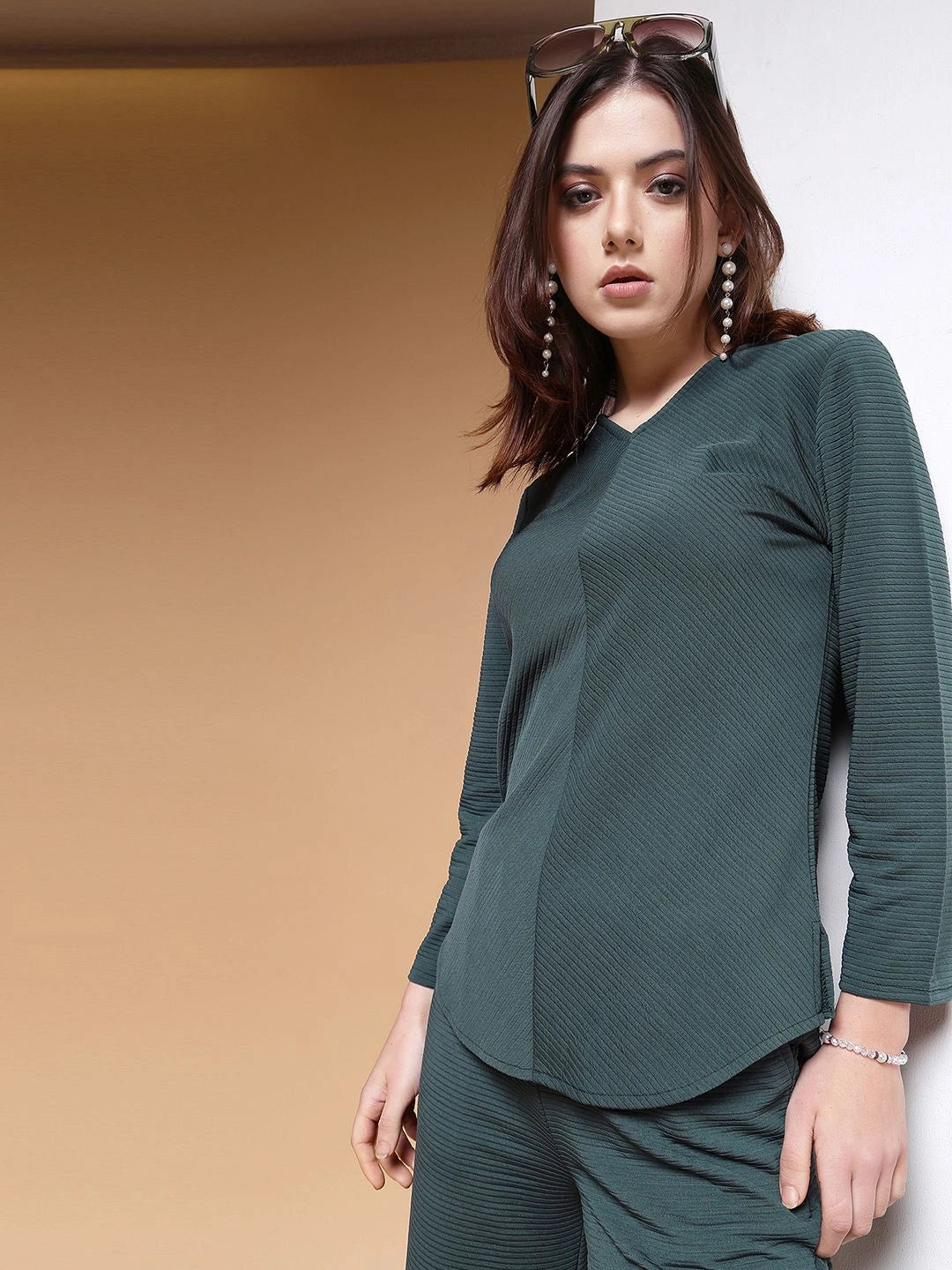 Vogue V-Neck Green Co-Ord Set