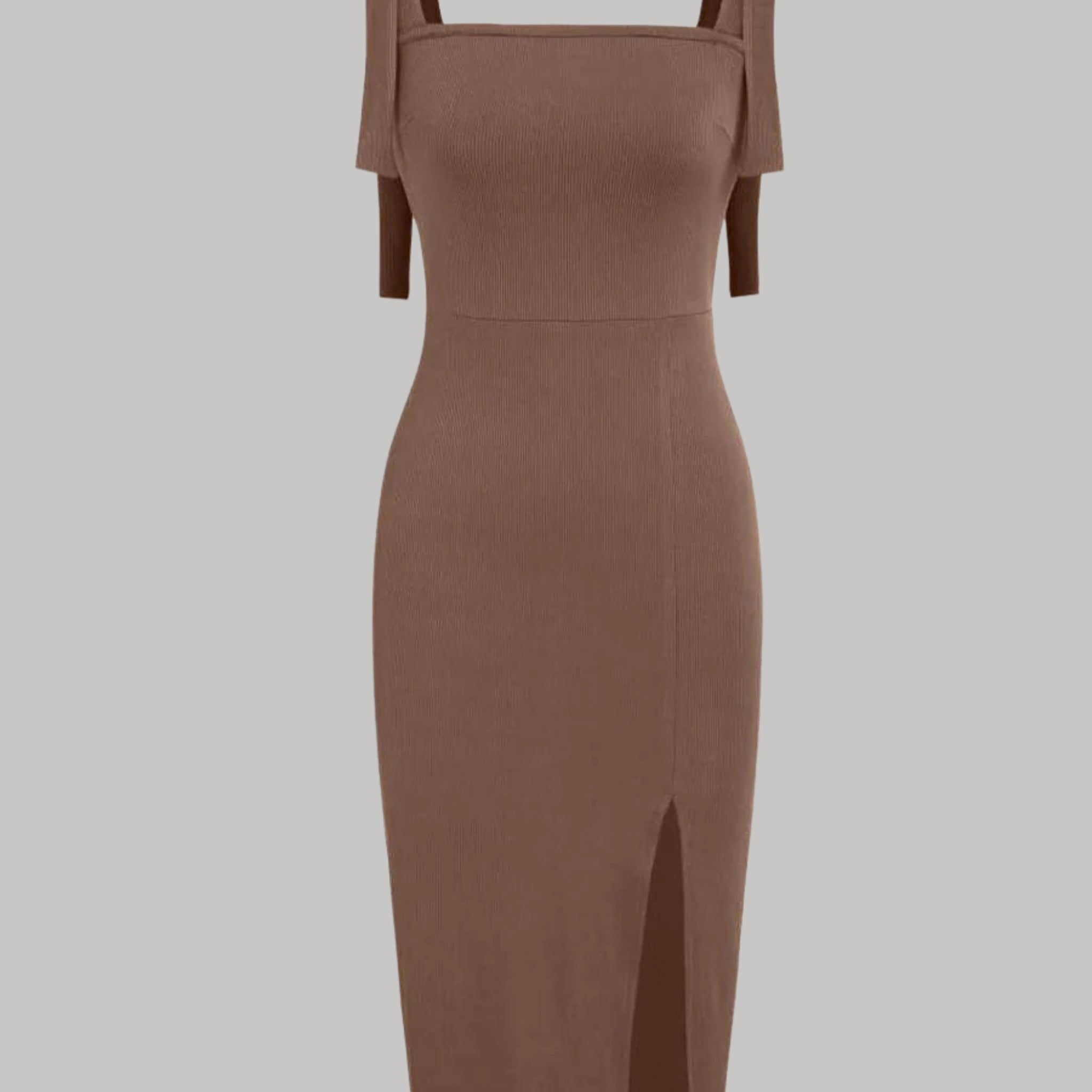 Ribbed Slit Midi Dress