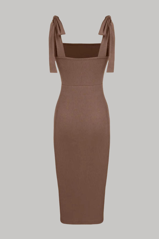 Ribbed Slit Midi Dress