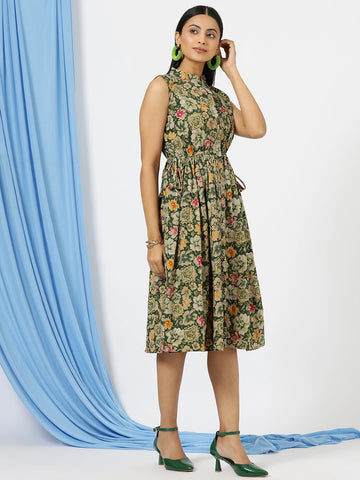 Garden Sleeveless Flower Pattern Dress