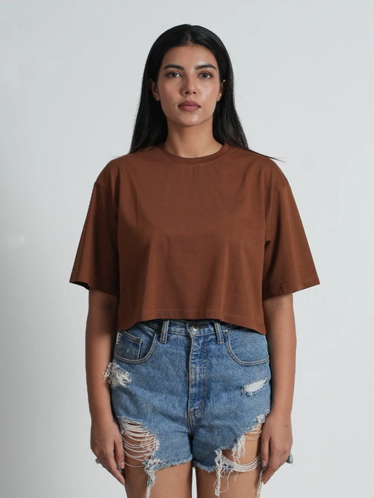 Brown Snow Mercerised Cotton T-shirt