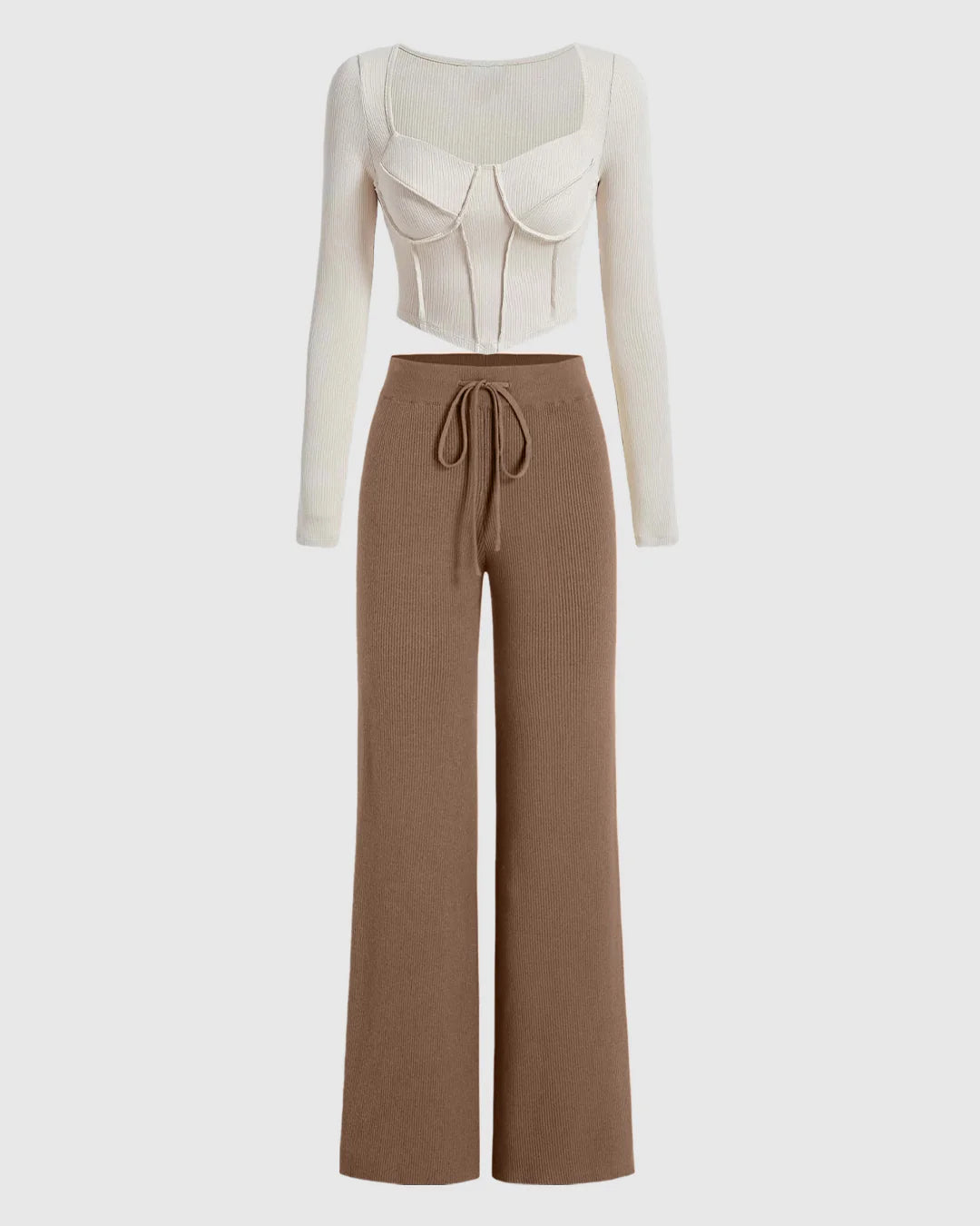 Comfortable and Stylish: Long Sleeve Top and Wide Leg Pants