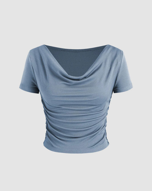 Blue The-Shoulder Top